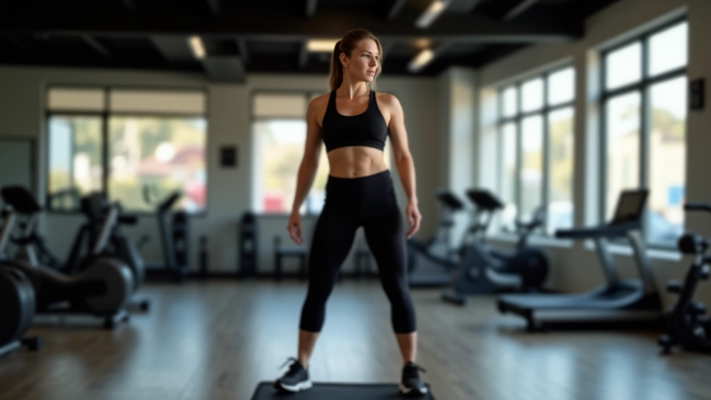 Instructor demonstrating correct step aerobics posture and form with proper alignment